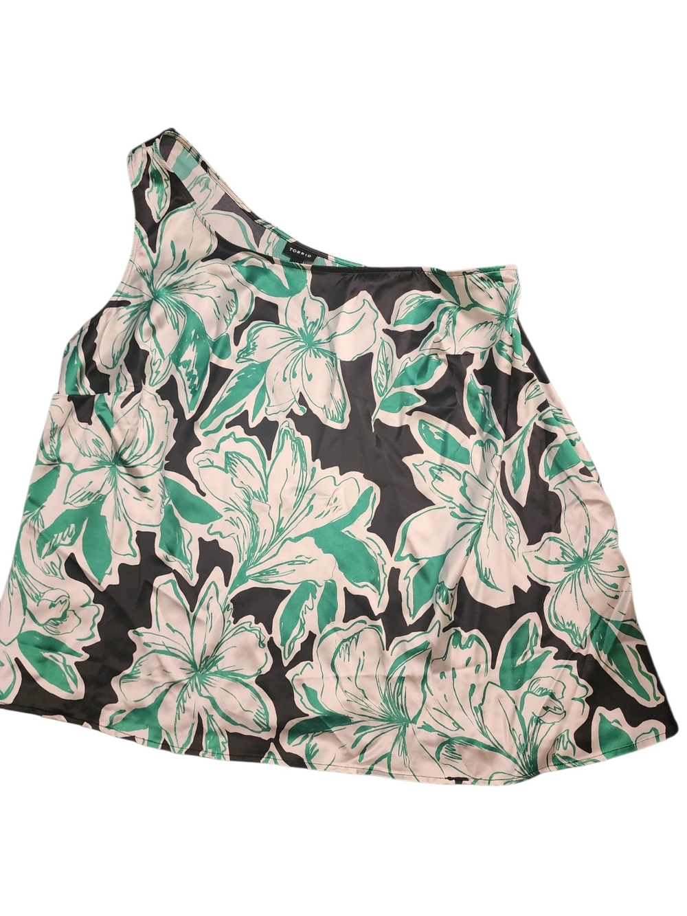 torrid Black & Green Floral One-Shoulder Top